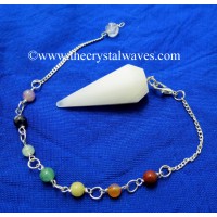 White Agate / Aventurine Faceted Pendulum With Chakra Chain